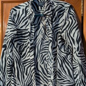Chaps Black and White Zebra Print Blouse